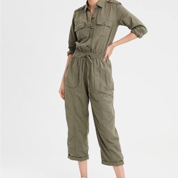 American Eagle Outfitters Khaki Jumpsuit - Picture 1 of 11